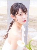 編み下ろしアレンジ　タイトアレンジ　ローポニー　結婚式