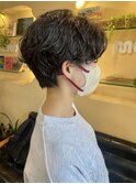 黒髪ショートニュアンスパーマ/大人可愛いショートパーマ◯
