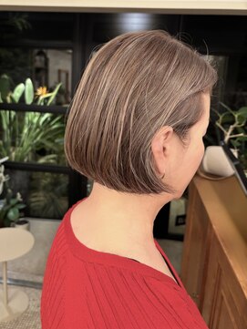 30代40代50代大人ボブ白髪ぼかし前髪なし