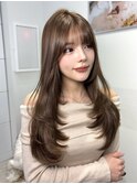 C56ブリーチなしマロンベージュ韓国レイヤーワンホン