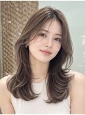 大人セミロングレイヤー・艶髪・グレージュ