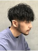フェザーマッシュツイストパーマコンマヘアソフトツーブロック