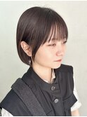 横浜タッセルボブショコラブラウン切りっぱなしボブショートボブ