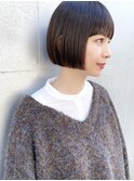 ミニボブ小顔暗髪切りっぱなしボブ外はねボブ黒髪渋谷原宿神宮前