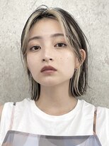 サンクマーケット 渋谷(cinq MARKET)&nbsp;渋谷フェイスフレーミングタッセルボブケアブリーチカラー金髪◆