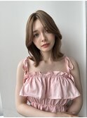 ピンクブラウン/暖色カラー/カシスピンク/韓国ヘア/顔周りカット