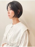 タッセルボブミニボブフロントレイヤー大人ガーリー黒髪暗髪