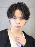フェザーセンターパート　フェザーショート　ニュアンスパーマ