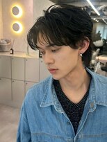 ポーチバイハニー オモテサンドウ(PORCH by HONEY omotesando)&nbsp;フェザーパーマセンターパートブルーブラック韓国マッシュ黒髪1