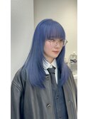 神戸三ノ宮レイヤーカットくすみブルーカラー全頭ブリーチ