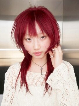 ブロック ジャポン(bloc japon) ハッシュカット ウルフレイヤー レッドカラー ブリーチ/鳥山