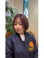 シフト(SHEEFT)&nbsp;赤みブラウン×シースルーバング★端正で上品な大人ボブ