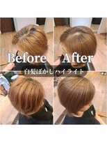 アットティー 金沢八景(at tee...)&nbsp;丸みショート/白髪ぼかしハイライト/40代/50代/60代/金沢八景