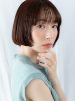 ドクターズ サロン ラブ(Dr's Salon LAB)&nbsp;ショコラブラウン薄めバングツヤ髪内巻きボブg古河20代30代40代