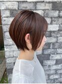 ボブ/カーキグレージュ/大人かわいい/フェザーバング