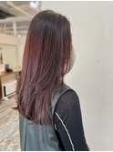 レッドベージュ×ロングレイヤー