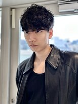 ロンドアンメゾン 原宿(Lond un Maison.) men'sカットスペインカールブルーブラック黒染めブリーチ