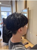 センターパート×ナチュラルパーマ