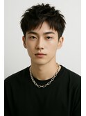 ブルーブラック 韓国マッシュ フェザーパーマ ST71