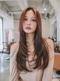 クレビア(CreBiA)&nbsp;ロングレイヤー/くすみブラウンベージュ/シャギー