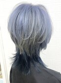 ブルーシルバー/ウルフカット/エンドカラー/ハイトーン/ネイビー