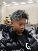 ジェットモヒカン ツイストパーマ×ホワイトハイライト