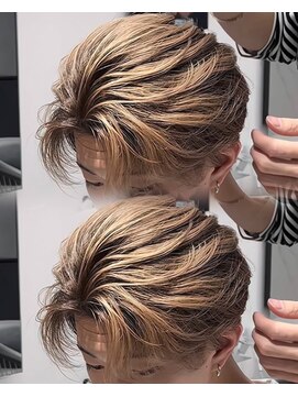 ステラ(STELLA) メンズ/バレイヤージュ/センターパート/ブリーチ＆ダブルカラー