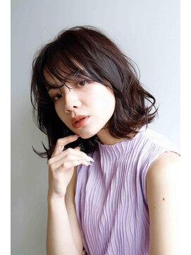 ムウ 難波(MOU) ショート暗めカラーグランマッシュデザインカラー20代30代40代