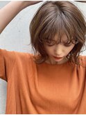 前髪ニュアンスパーマ 外はねウェーブ