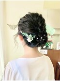 編み込みアップ_結婚式セット_ゆるふわ