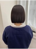 黒髪/グレーベージュ/レイヤーロング/前髪パーマ