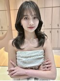 オリーブグレージュ　くびれ巻き　韓国　レイヤーカット