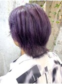パープルカラー ブリーチ2回 ショートレイヤー
