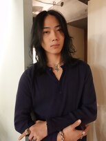 メンズボブウルフメンズミディアムレイヤーカットメンズウルフ