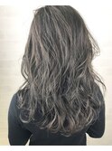 ダークグレー×ハイライト×ほつれウェーブ