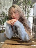 【ホワイトベージュ×ロング】#ダブルカラー#ケアブリーチ