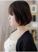 斜めバングココアグレージュミニマルボブTd120代30代40代