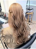 ロングお呼ばれヘア/巻き下ろしハーフツイン