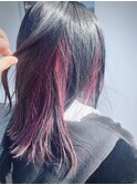 インナーカラー　ピンク　バイオレット