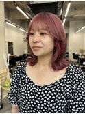 ハイトーンピンク×もみあげインナー/10代20代30代/京都河原町