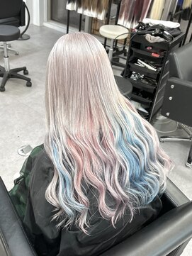 シェイロ(Cielro) ホワイトカラー×インナーカラー/水色/ペールピンク