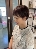 大人可愛い20代30代40代黒髪前下がりショートボブ丸みショート◎