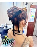 【ヘアセット】 クラシカル可愛いリボン編み上げアップスタイル