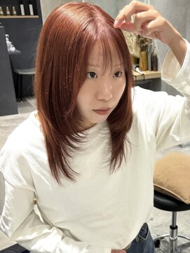 ラミエバイメルト 下北沢(lamie by melt) 花田レイヤーカットハッシュカットオレンジブラウン下北沢韓国