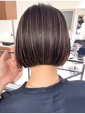 ハイライト白髪染め白髪ぼかしショートボブレイヤー40代横浜関内