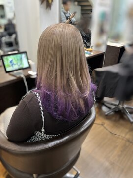 ルアナ 名古屋店(Luana) エンドカラー ミルクティー×紫