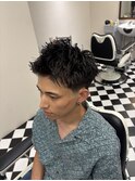 リバースセンターパートニュアンスパーマニュアンスウルフダウ T