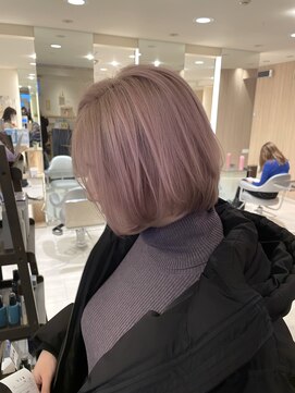 ヘアーアンドメイク ブロッサム 志木南口店(HAIR&MAKE Blossom) ペールピンクベージュケアブリーチダブルカラー志木新座美髪