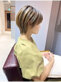 *滝田*ショートウルフボブ立体感ブリーチカラー20代30代40代人気