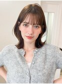 くびれヘアアプリコットオレンジ夏ヘアハイライトカラー韓国ヘア